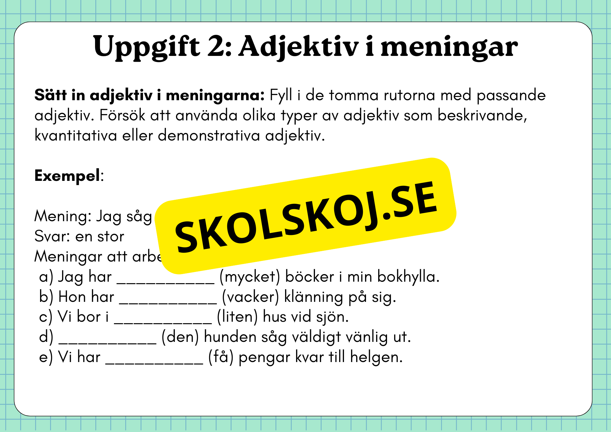 Ordklass Adjektiv - Häfte - Årskurs 4 - 6