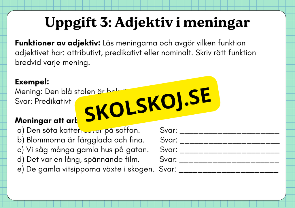 Ordklass Adjektiv - Häfte - Årskurs 4 - 6