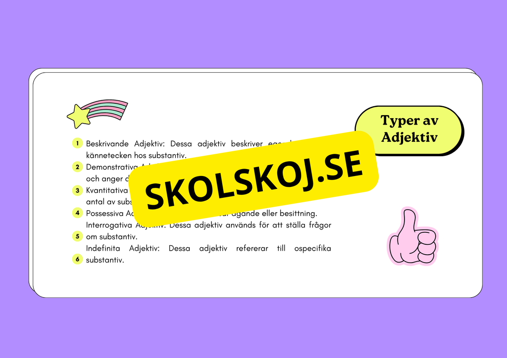 Ordklass Adjektiv - Häfte - Årskurs 4 - 6