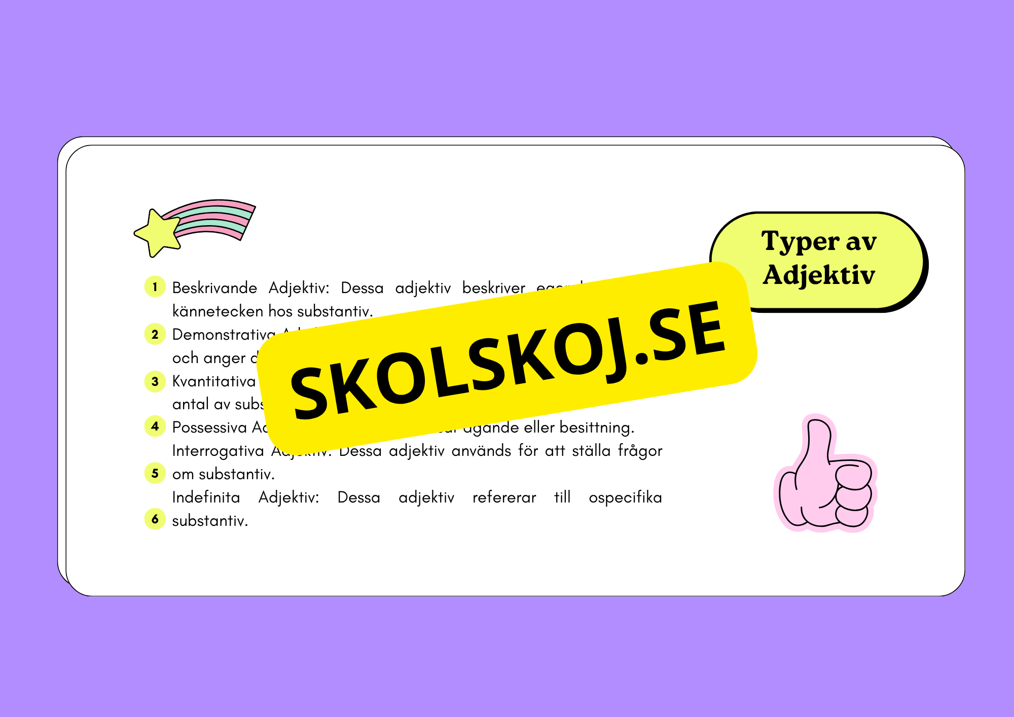 Ordklass Adjektiv - Häfte - Årskurs 4 - 6