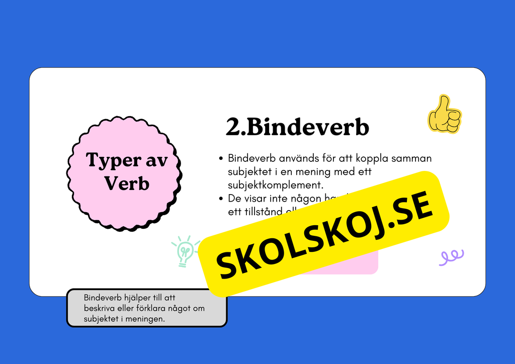 Ordklass Verb - Häfte - Årskurs 4 - 6 + uppgifter