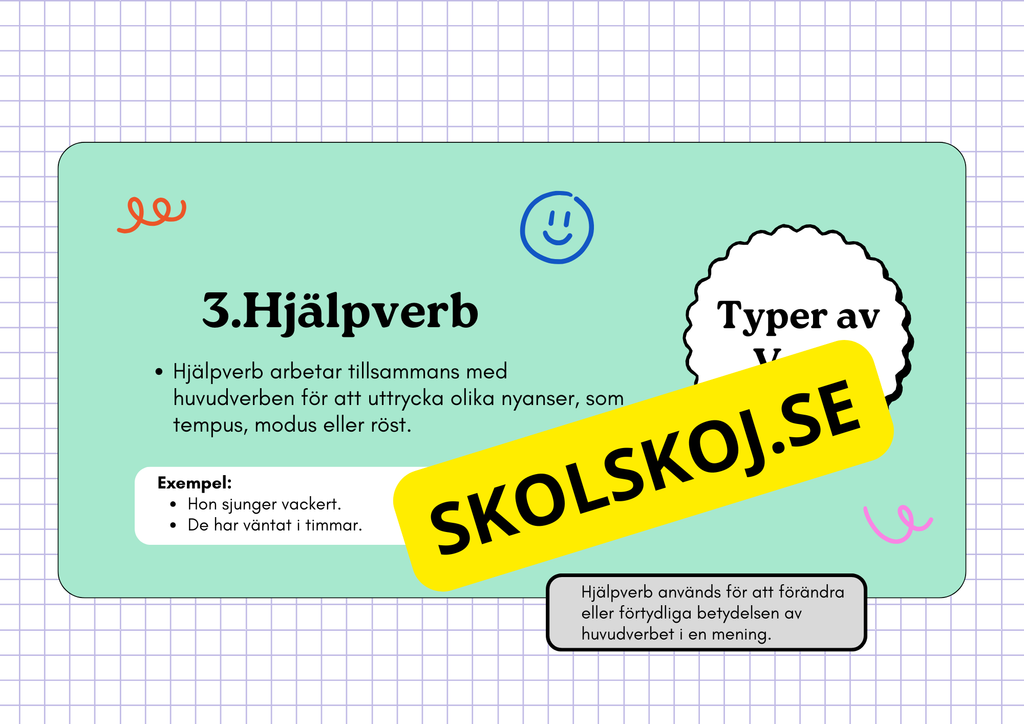 Ordklass Verb - Häfte - Årskurs 4 - 6 + uppgifter