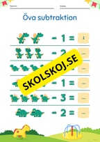 Öva på subtraktion - 0 - 10 (nivå 1)