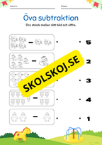 Öva på subtraktion - 0 - 10 (nivå 1)