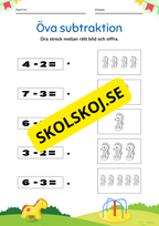 Öva på subtraktion - 0 - 10 (nivå 1)