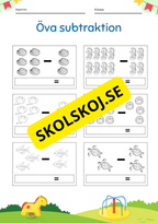 Öva på subtraktion - 0 - 10 (nivå 1)