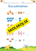 Öva på subtraktion - 0 - 10 (nivå 1)