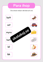 Para ihop - Dra streck mellan rätt bild och ord