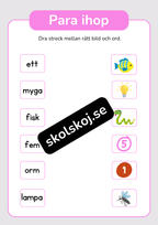 Para ihop - Dra streck mellan rätt bild och ord