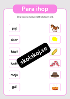 Para ihop - Dra streck mellan rätt bild och ord