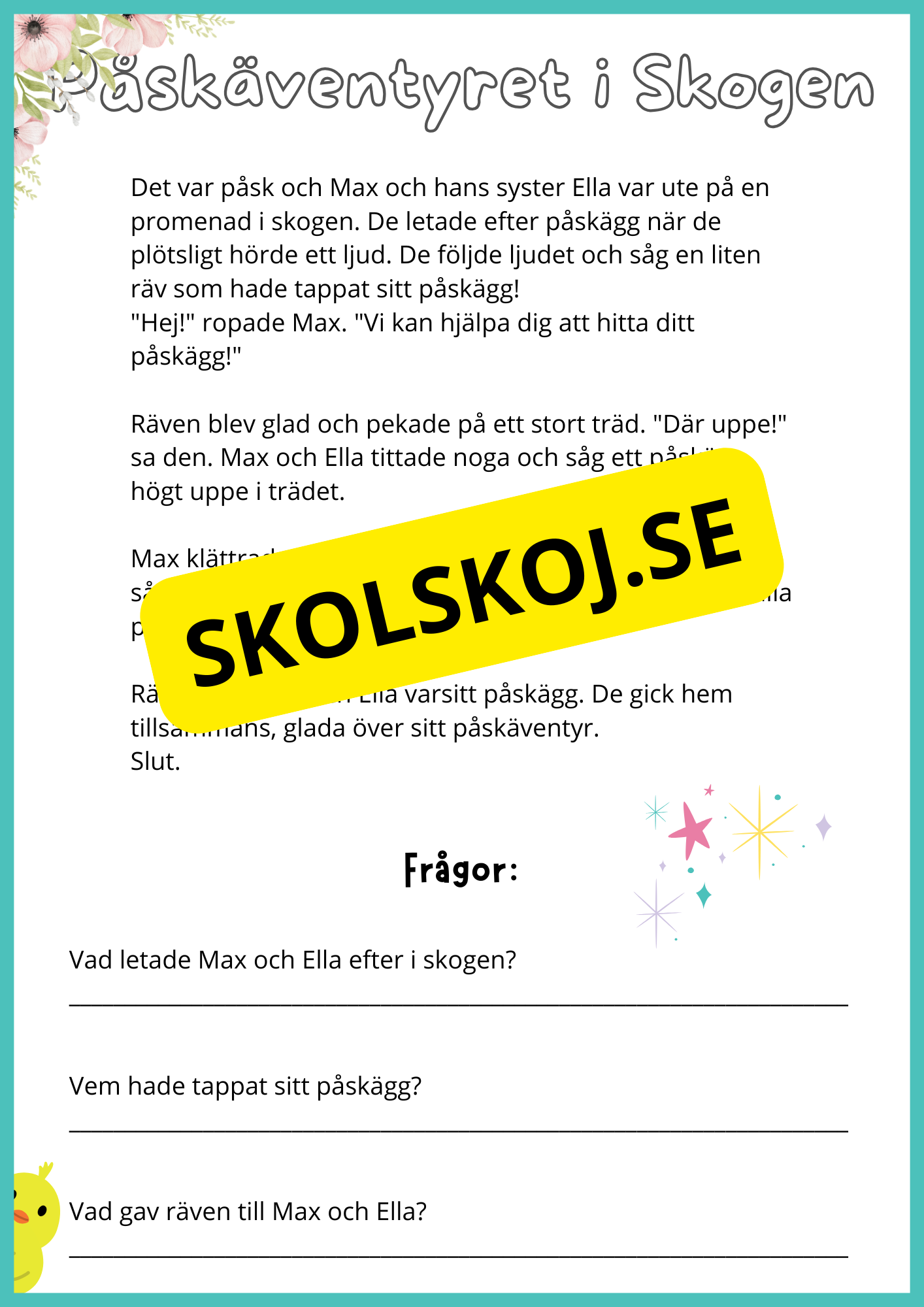 Påskberättelser - Läsförståelse - 9 berättelser - Årskurs 2 - 3