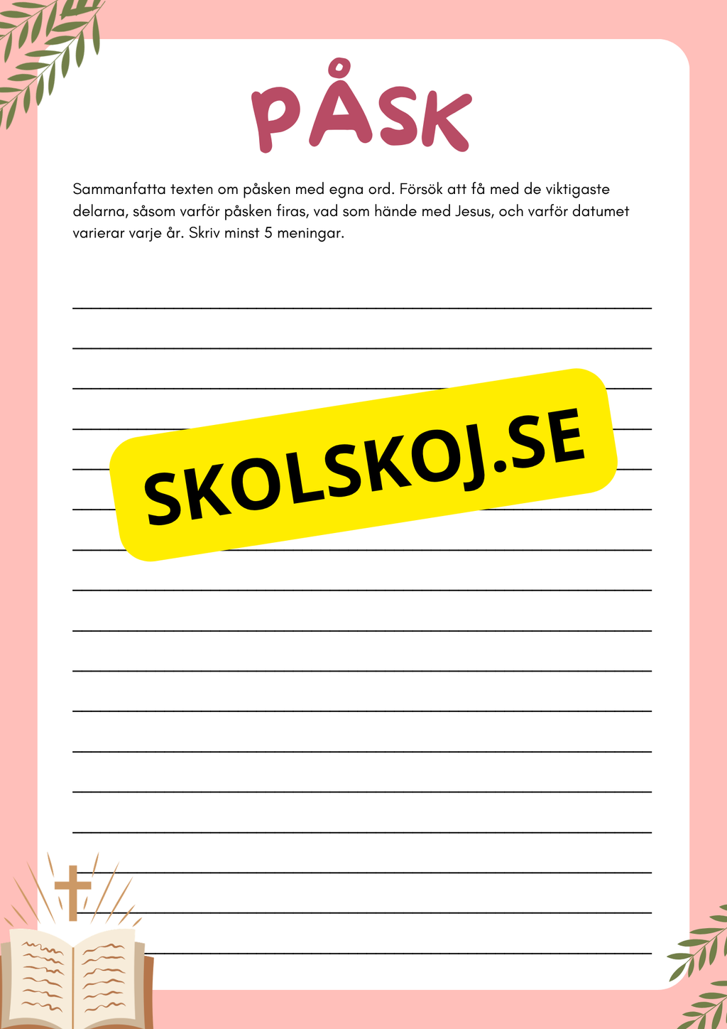 Påskens historia och betydelse - Blandade uppgifter - Åk 3 - 6