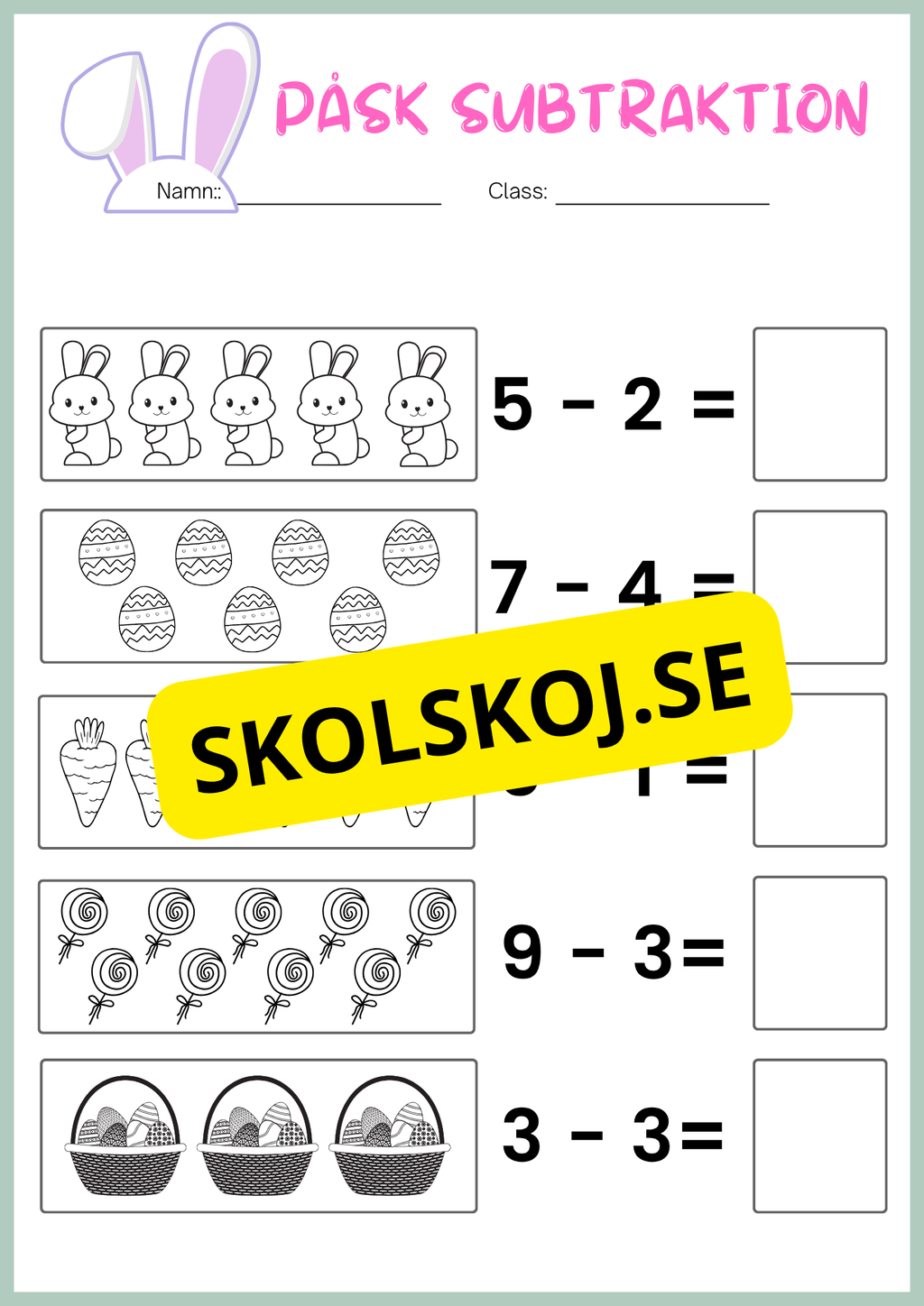 Påsk matematik - Blandade uppgifter