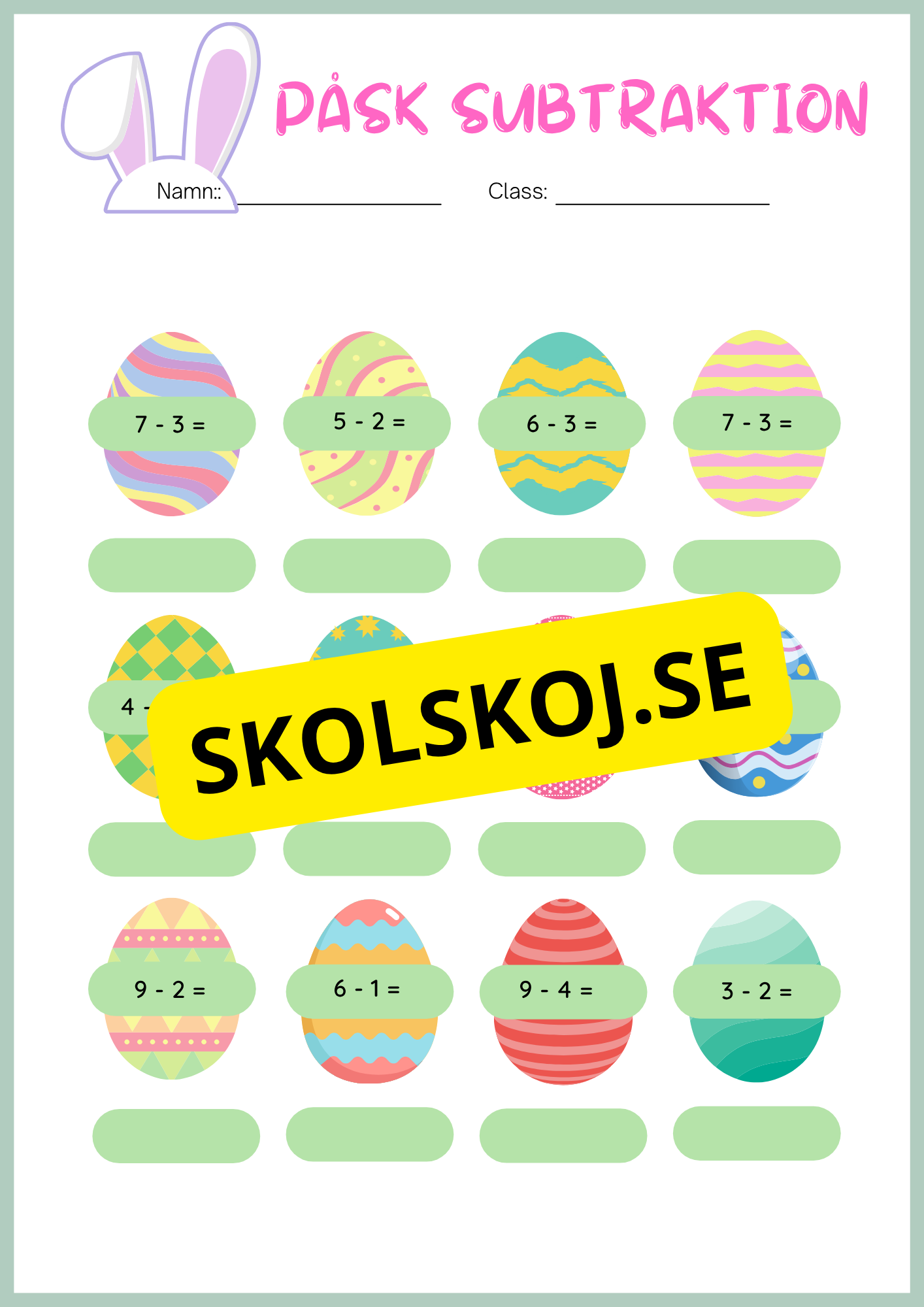 Påsk matematik - Blandade uppgifter