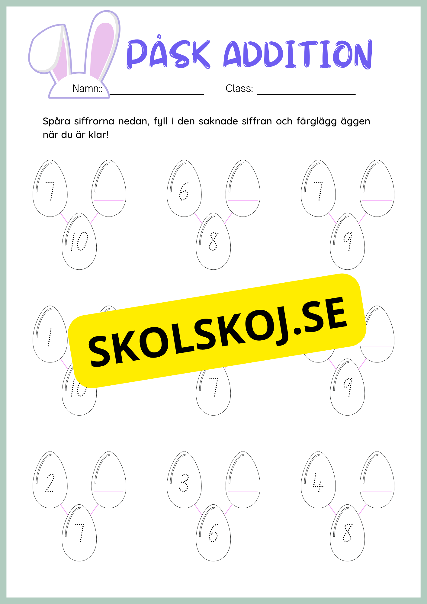 Påsk matematik - Blandade uppgifter