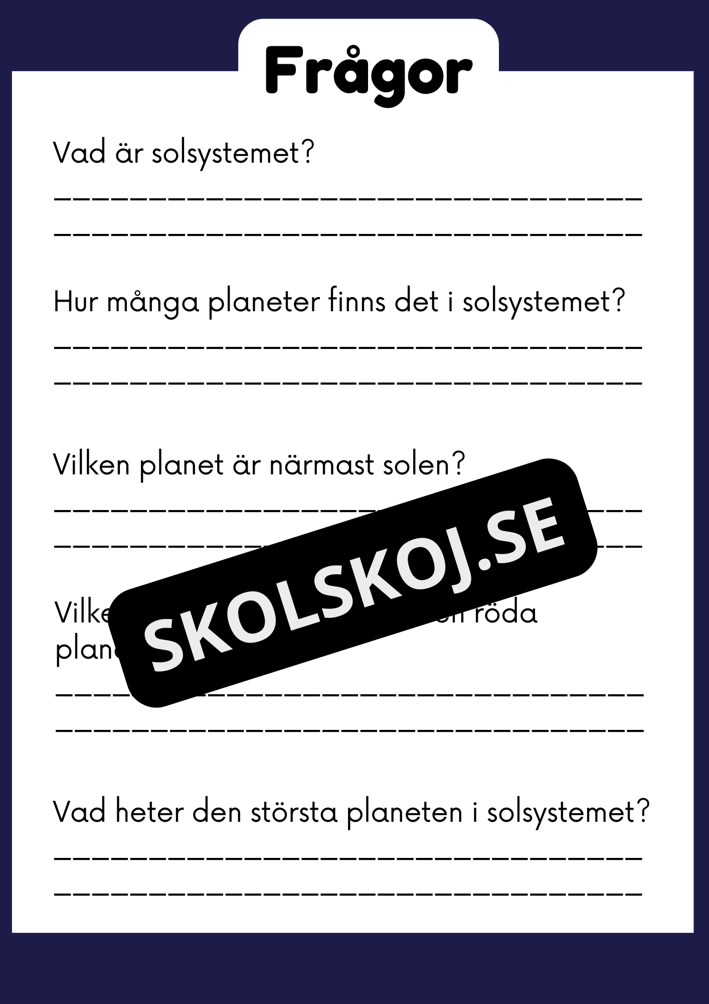 Pluto och planeterna - Fakta - Frågor (35 sidor)