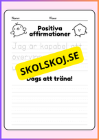 Positiva affirmationer - Skrivträning