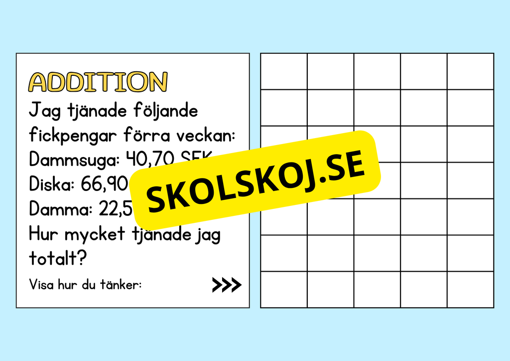 Problemlösning - Addition och subtraktion - Åk 5 - 6