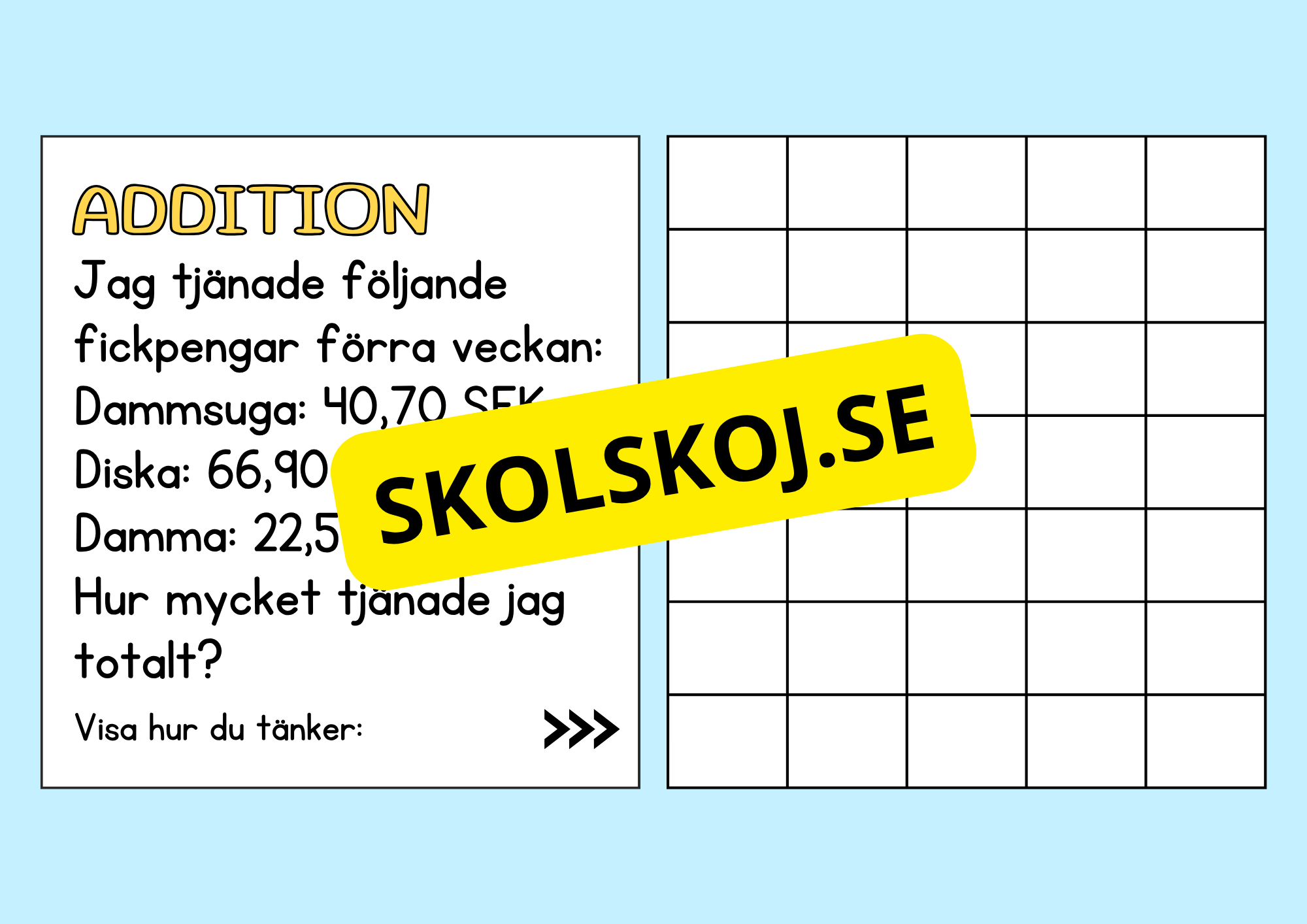 Problemlösning - Addition och subtraktion - Åk 5 - 6