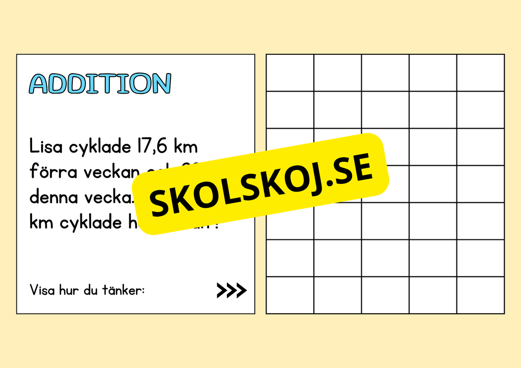 Problemlösning - Addition och subtraktion - Åk 5 - 6