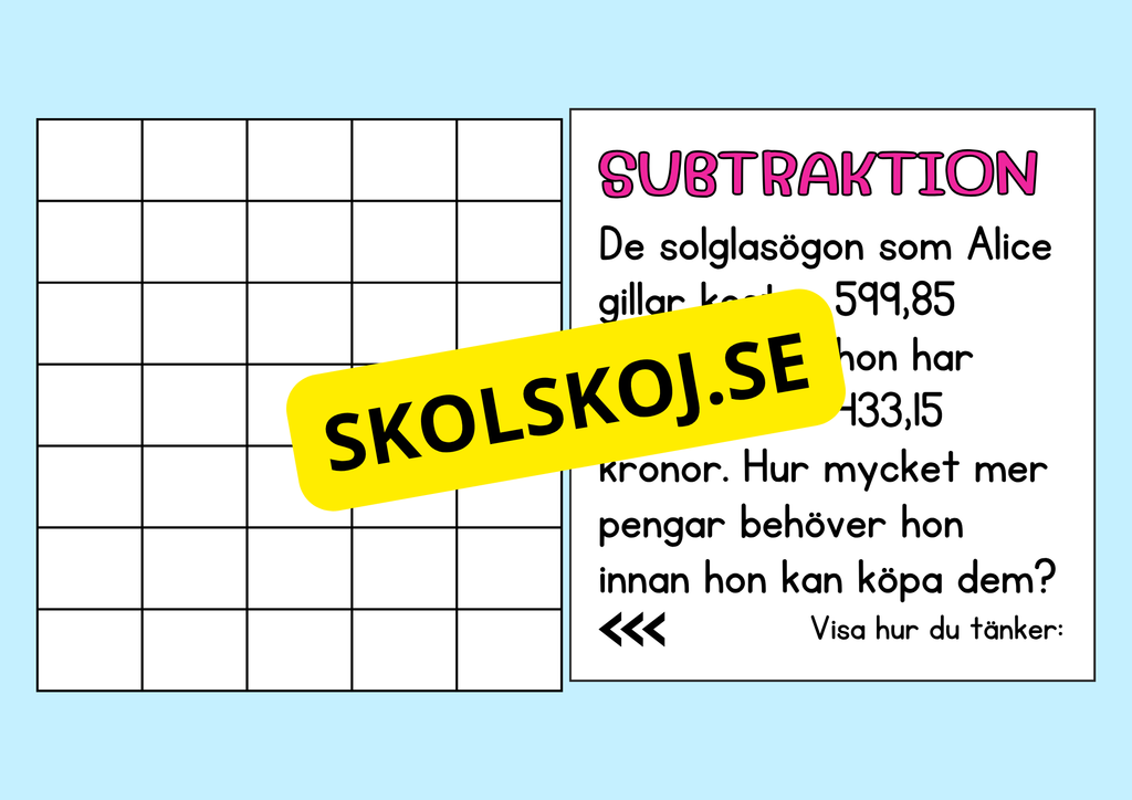 Problemlösning - Addition och subtraktion - Åk 5 - 6