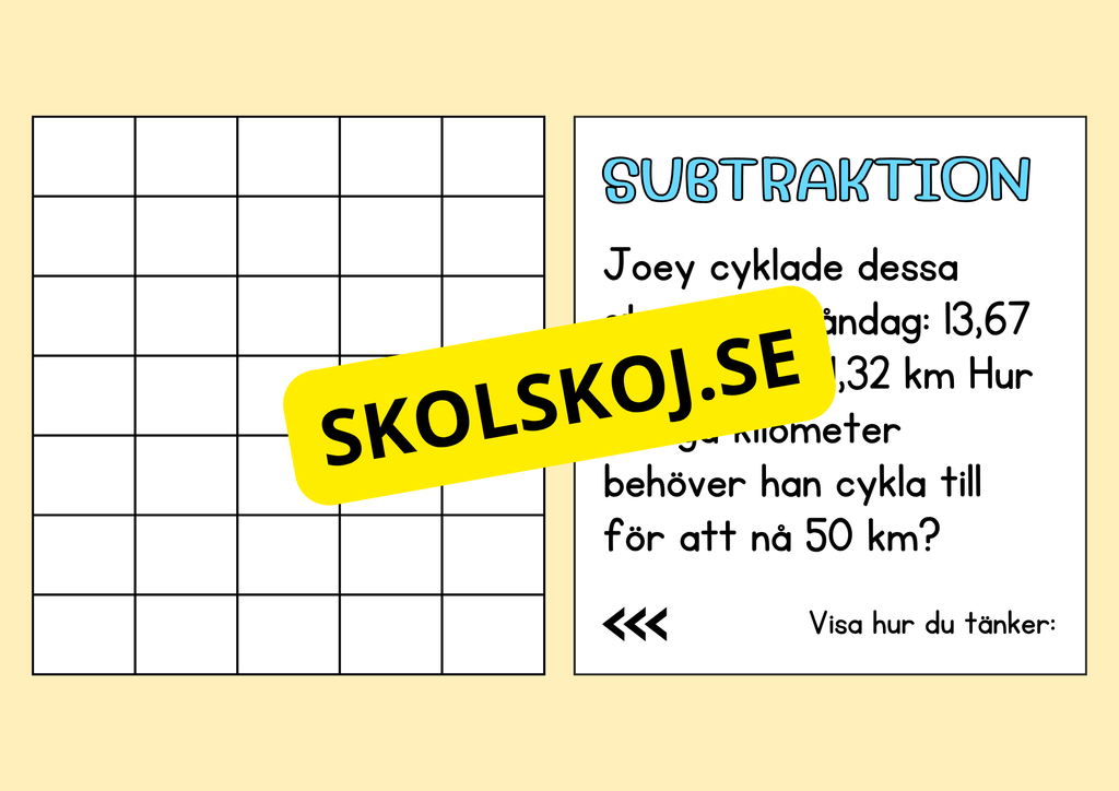 Problemlösning - Addition och subtraktion - Åk 5 - 6