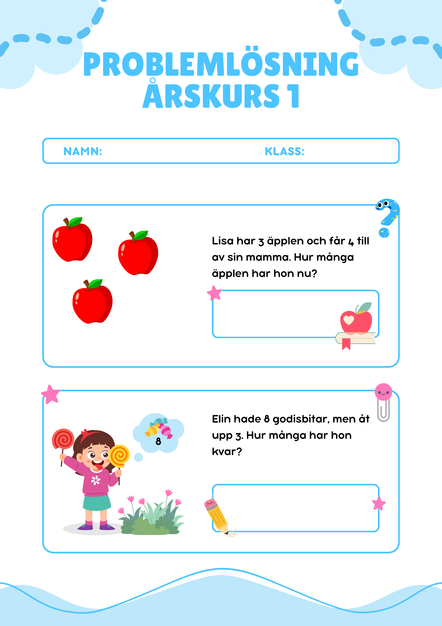 Problemlösning - Blandade uppgifter - Årskurs 1