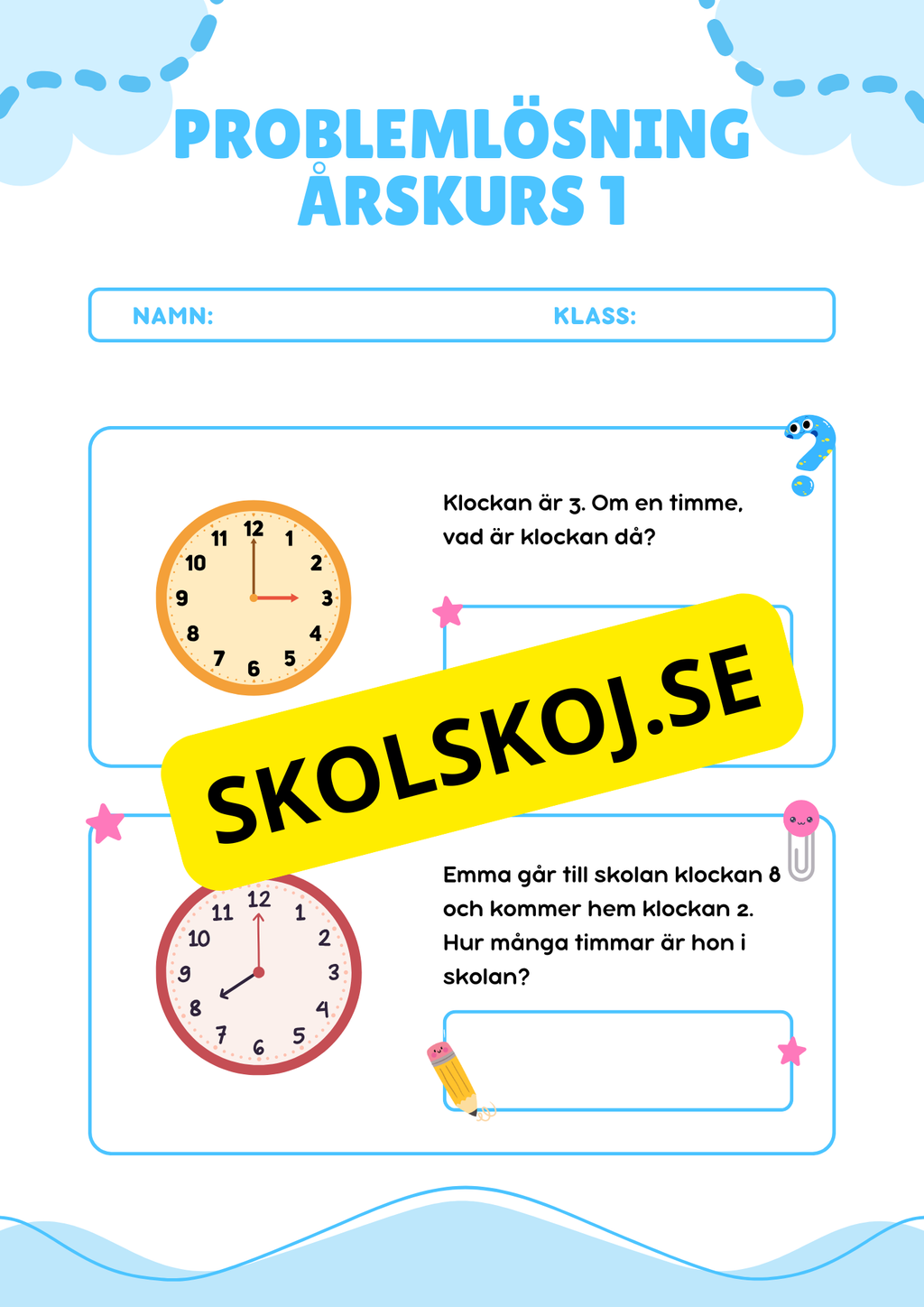 Problemlösning - Blandade uppgifter - Årskurs 1