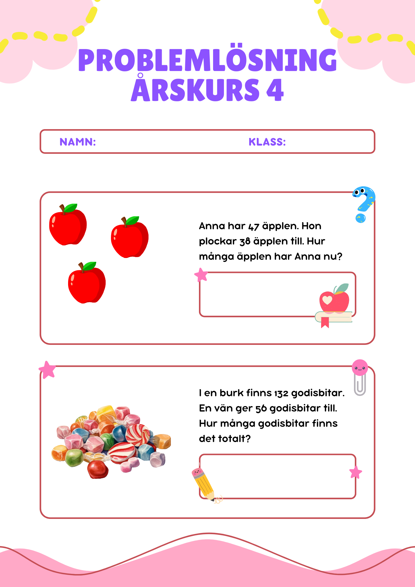 Problemlösning - De fyra räknesätten - Årskurs 4