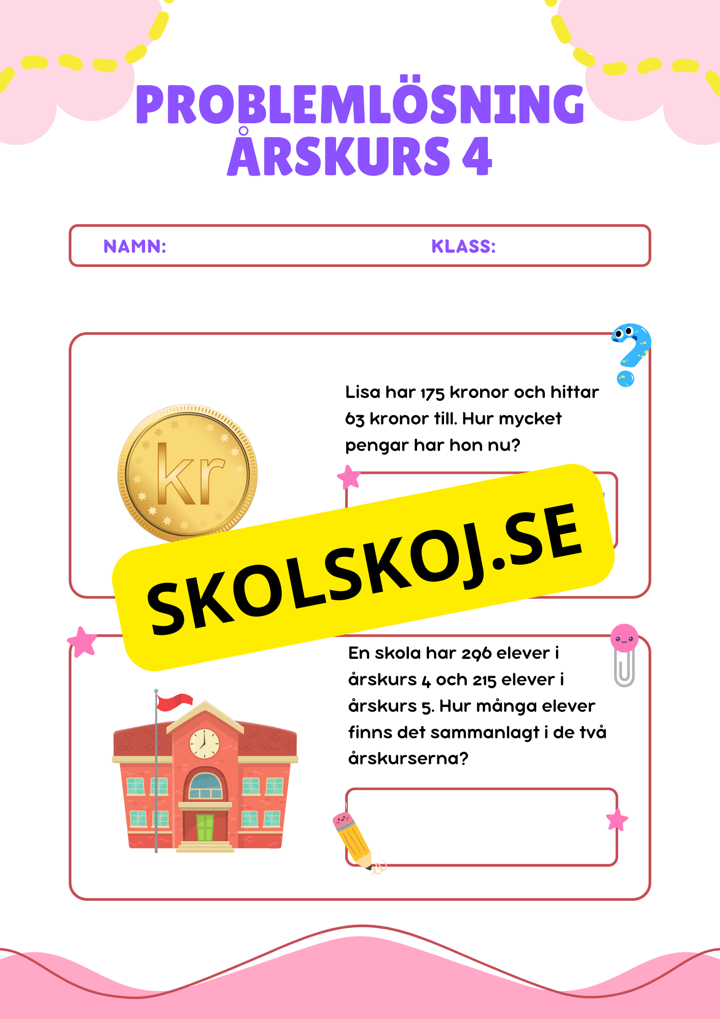 Problemlösning - De fyra räknesätten - Årskurs 4