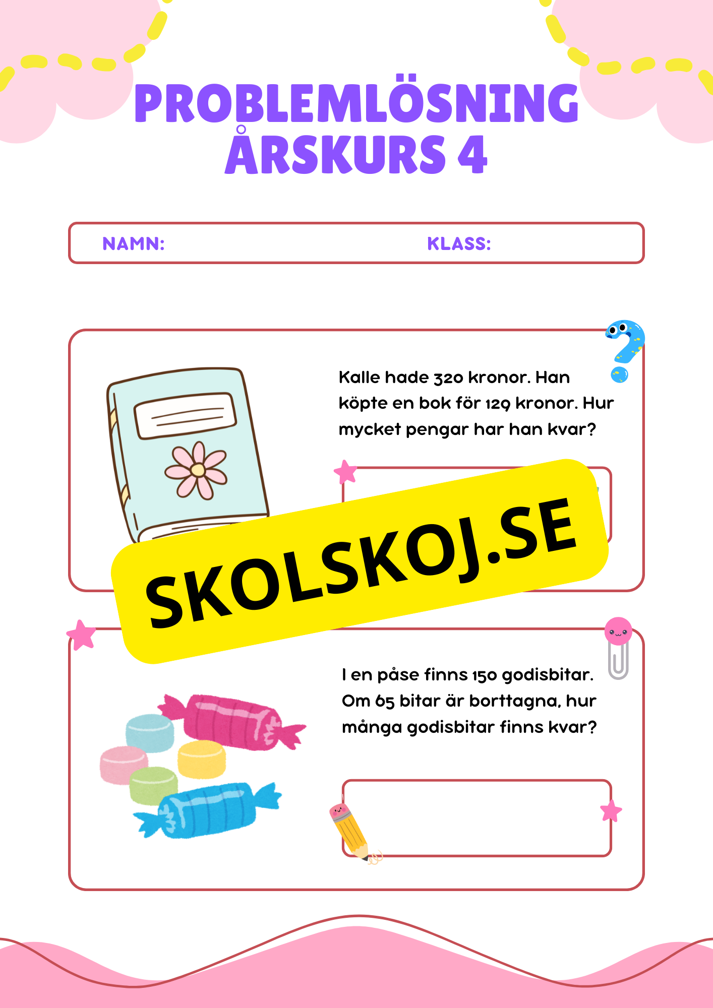 Problemlösning - De fyra räknesätten - Årskurs 4