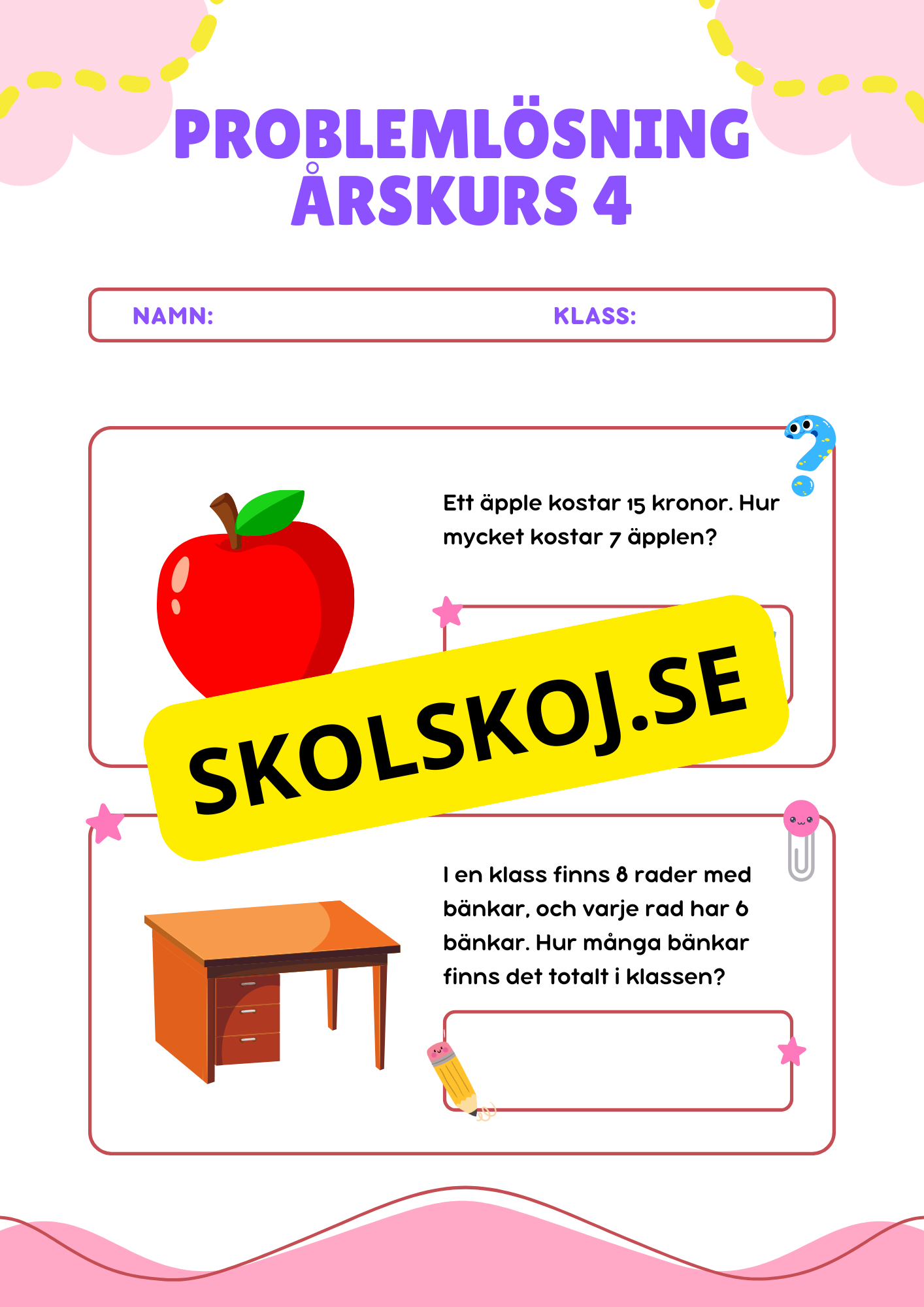 Problemlösning - De fyra räknesätten - Årskurs 4