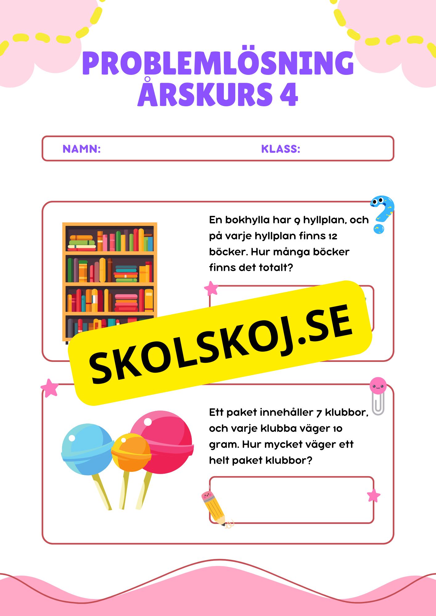 Problemlösning - De fyra räknesätten - Årskurs 4