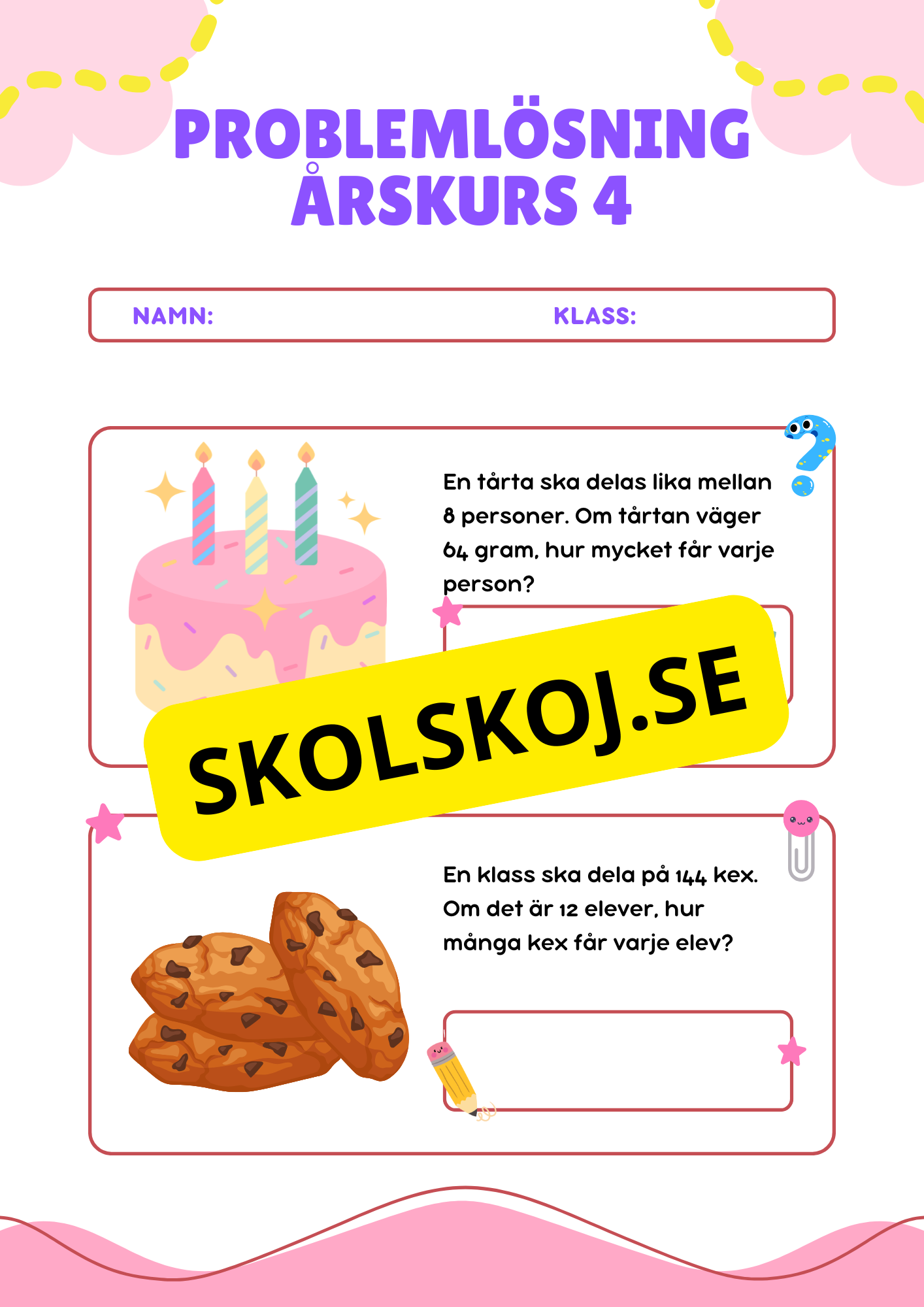 Problemlösning - De fyra räknesätten - Årskurs 4