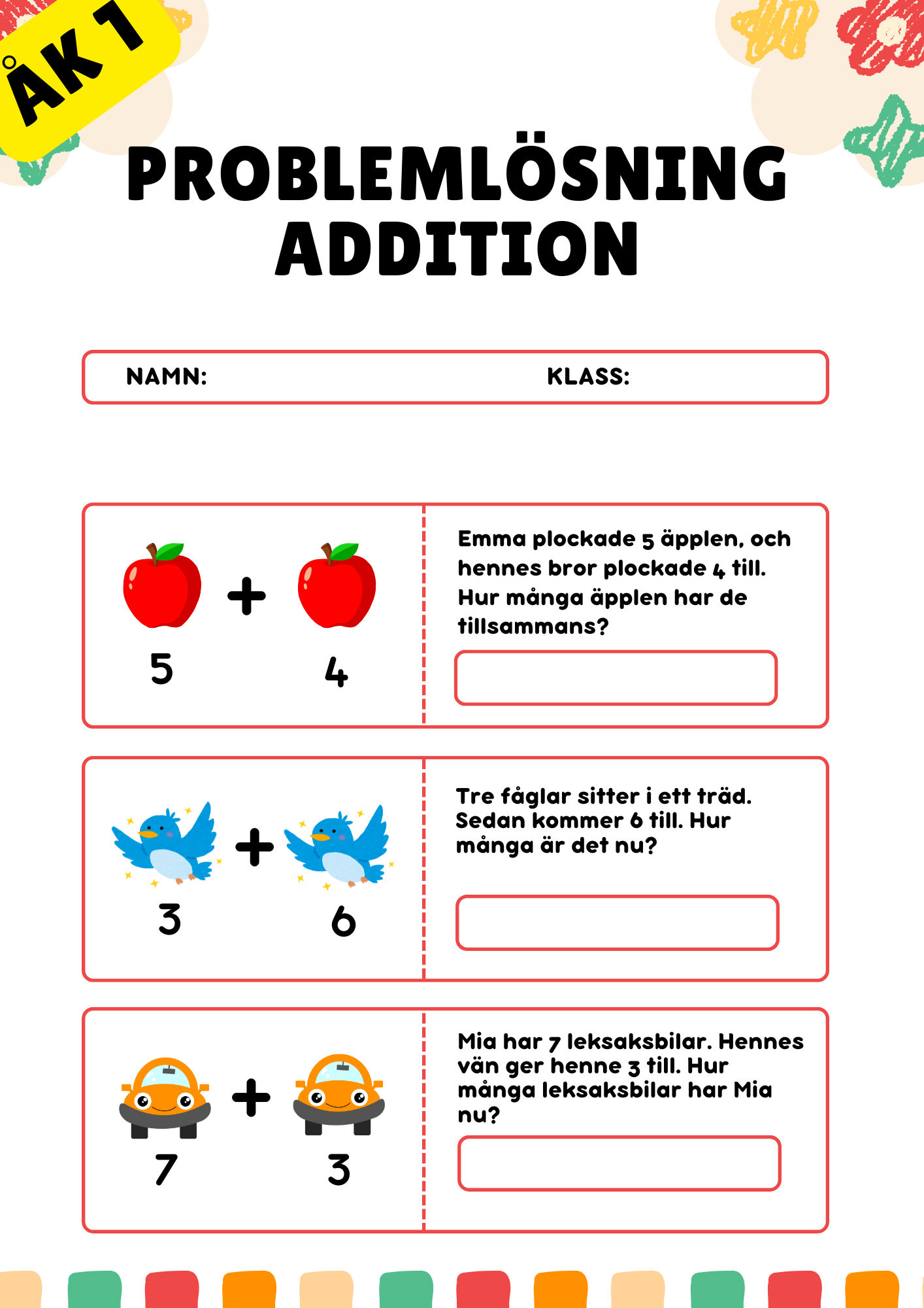 Problemlösning Addition - Årskurs 1