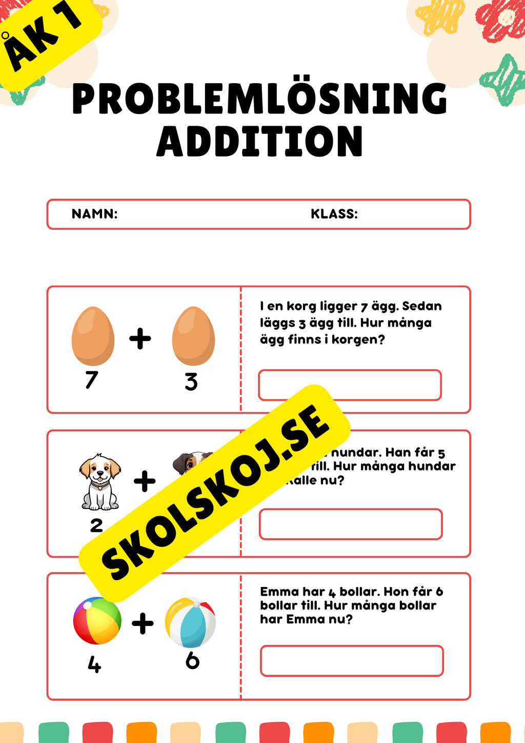 Problemlösning Addition - Årskurs 1