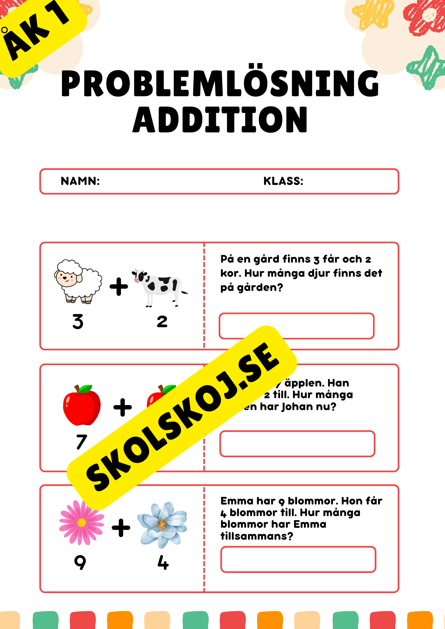 Problemlösning Addition - Årskurs 1