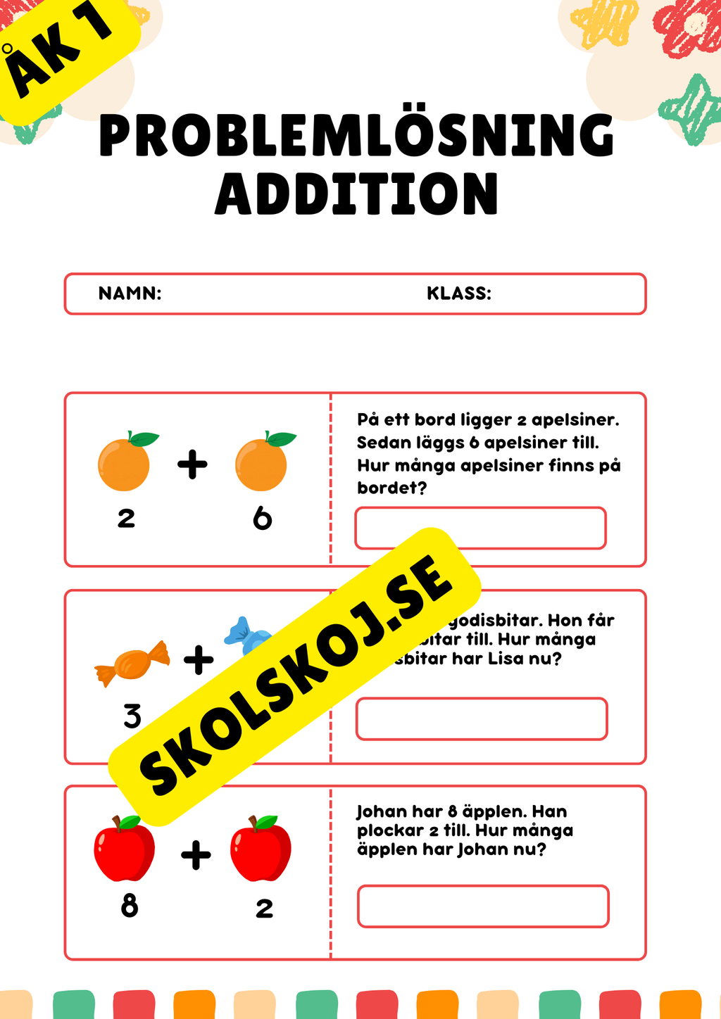Problemlösning Addition - Årskurs 1