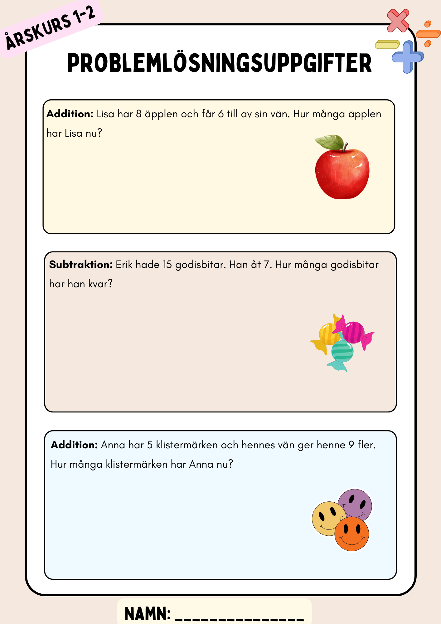 Problemlösningsuppgifter - Åk 1 - 2