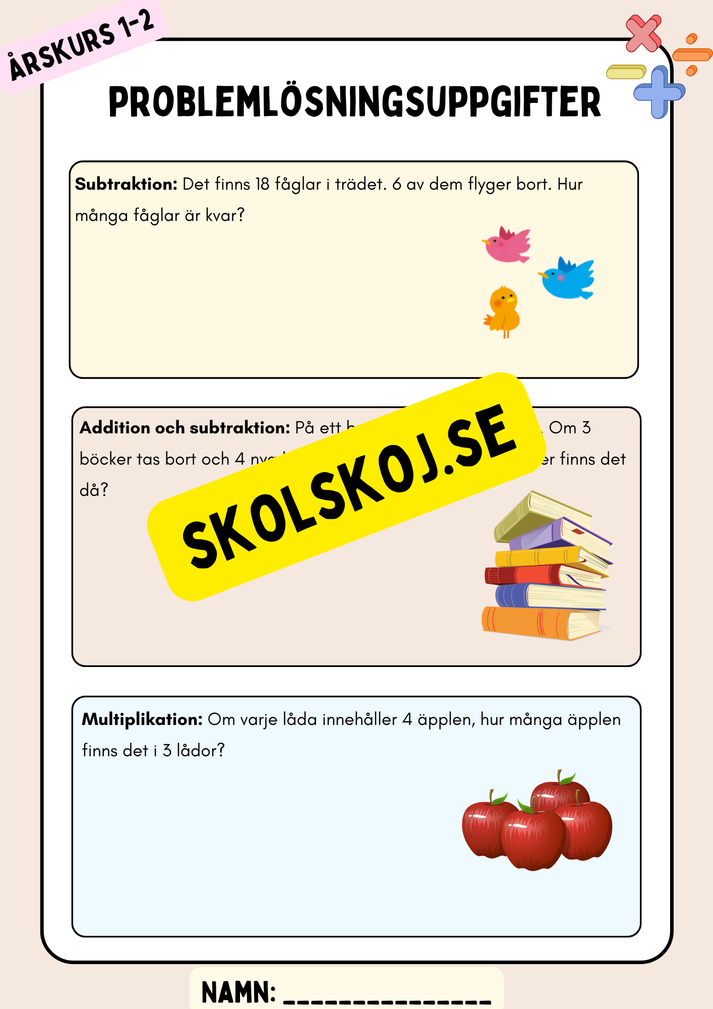 Problemlösningsuppgifter - Åk 1 - 2