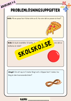 Problemlösningsuppgifter - Åk 1 - 2