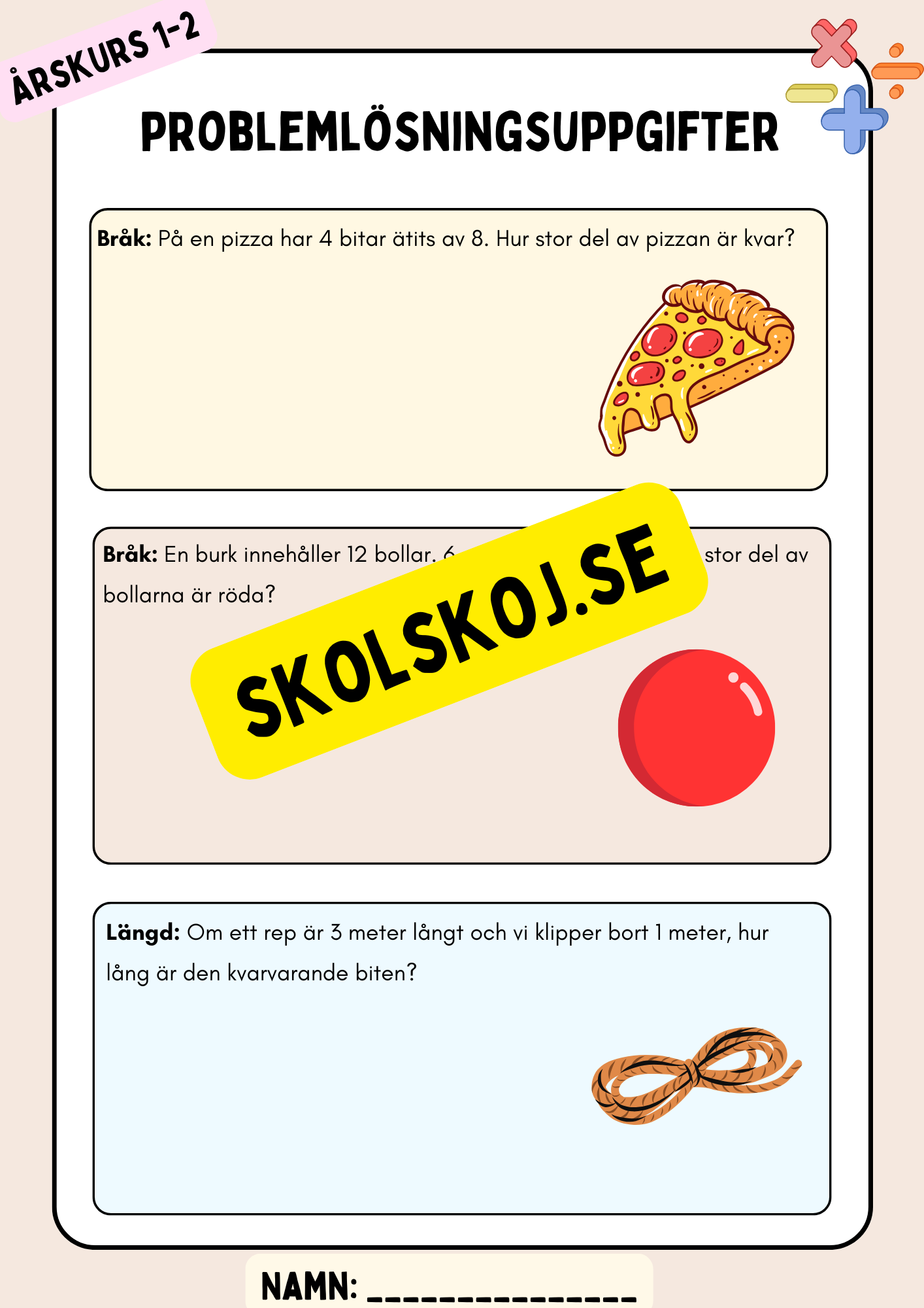 Problemlösningsuppgifter - Åk 1 - 2