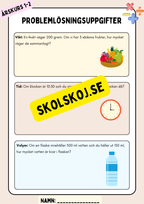Problemlösningsuppgifter - Åk 1 - 2