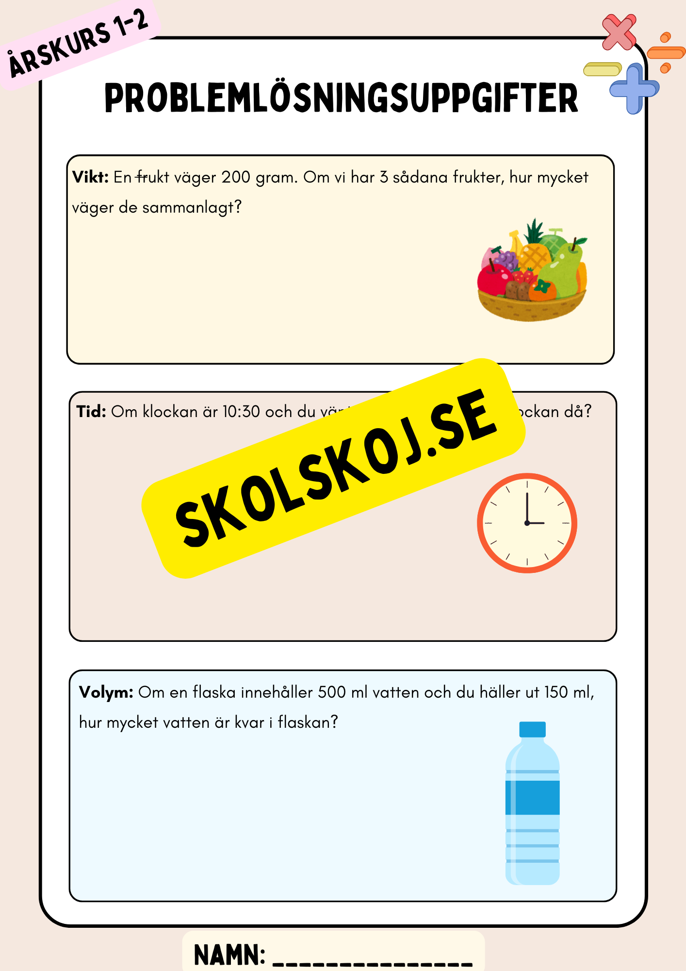 Problemlösningsuppgifter - Åk 1 - 2