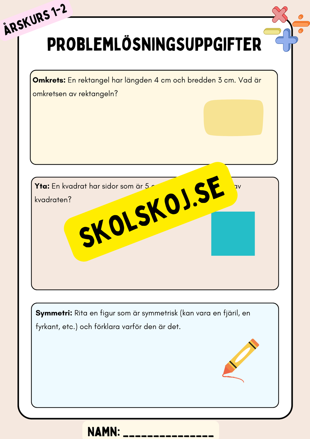 Problemlösningsuppgifter - Åk 1 - 2