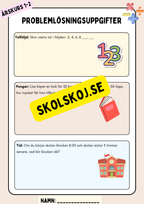 Problemlösningsuppgifter - Åk 1 - 2