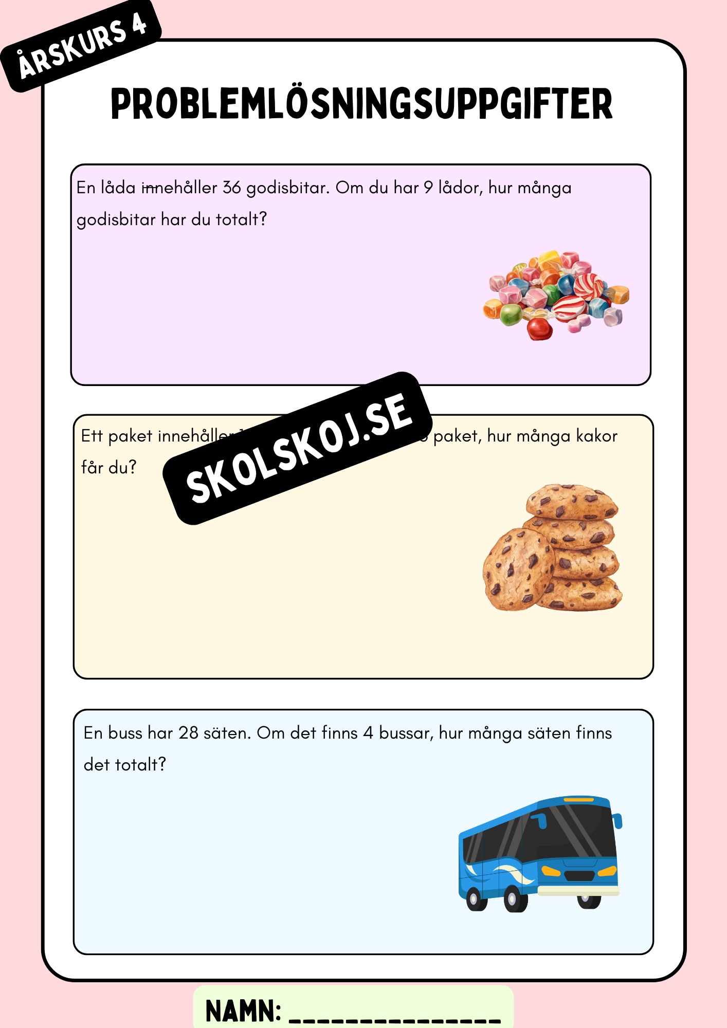 Problemlösningsuppgifter årskurs 4 - Multiplikation och division