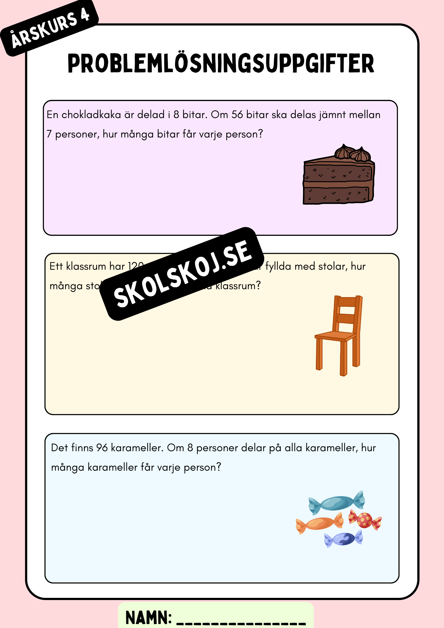 Problemlösningsuppgifter årskurs 4 - Multiplikation och division