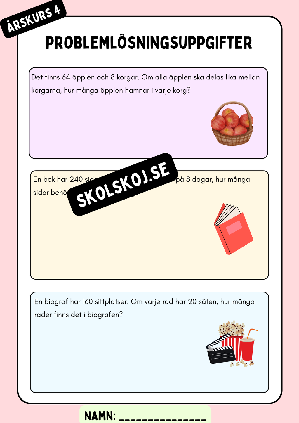 Problemlösningsuppgifter årskurs 4 - Multiplikation och division