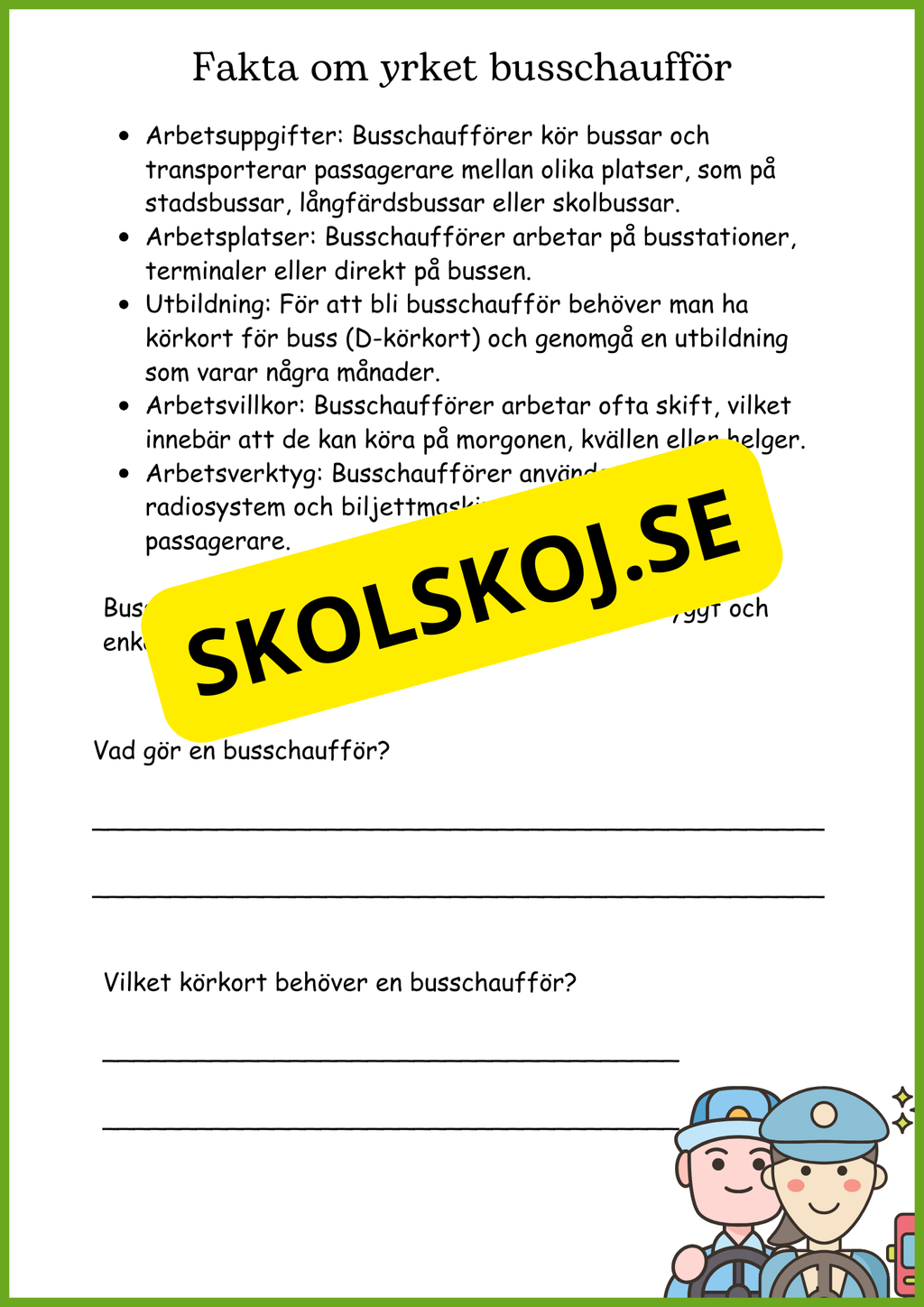 Korta fakta om viktiga samhällsfunktioner och olika yrken och lite till